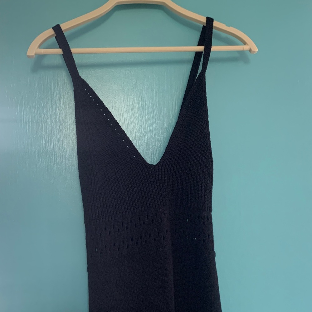 Divided brand H&M Black Knit crochet / knit cotton Sun Dress w/ lace knit edges